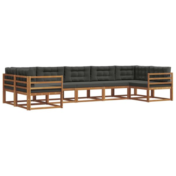 Комплект дивани за открито 7 pcs Натурален и Антрацит