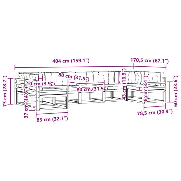 Комплект дивани за открито 7 pcs Естествено и светло сиво