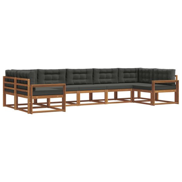 Комплект дивани за открито 7 pcs Натурален и Антрацит