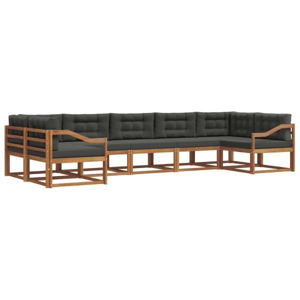 Комплект дивани за открито 7 pcs Натурален и Антрацит