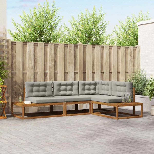 Комплект дивани за открито Естествено и светло сиво