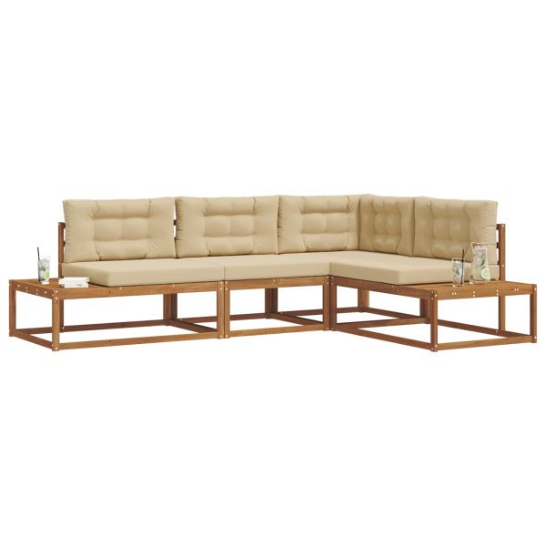 Комплект дивани за открито Натурален и Бежов
