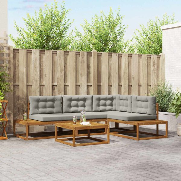 Комплект дивани за открито Естествено и светло сиво