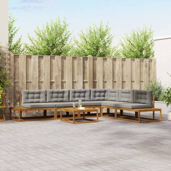 Комплект дивани за открито Естествено и светло сиво