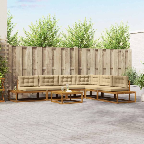 Комплект дивани за открито Натурален и Бежов