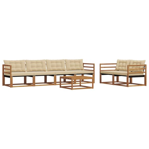 Комплект дивани за открито 7 pcs Натурален и Бежов