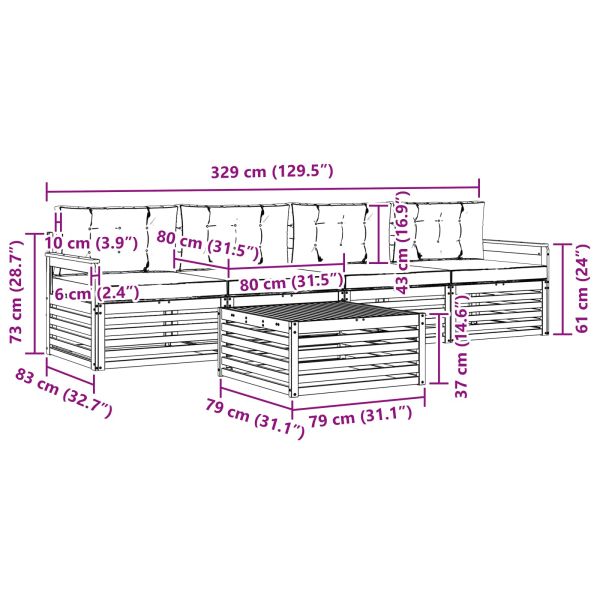 Комплект дивани за открито 5 pcs Натурален и Антрацит
