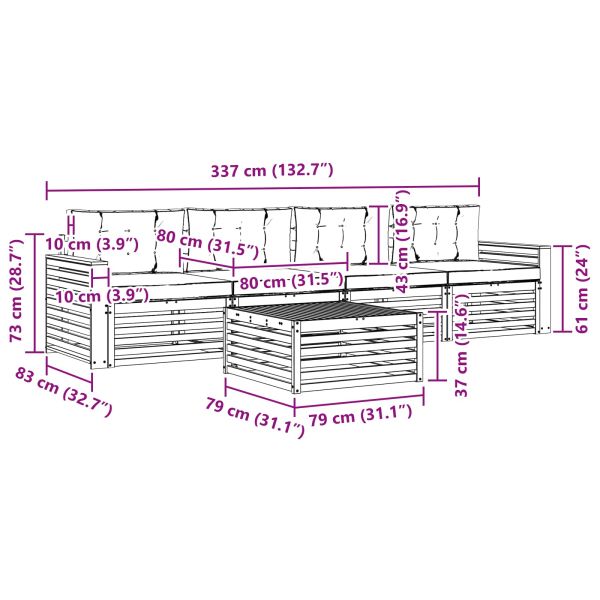 Комплект дивани за открито 5 pcs Натурален и Антрацит