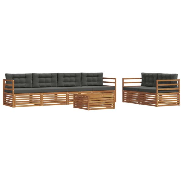 Комплект дивани за открито 7 pcs Натурален и Антрацит