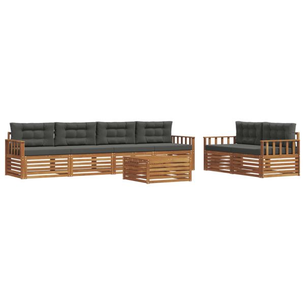 Комплект дивани за открито 7 pcs Натурален и Антрацит
