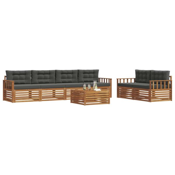 Комплект дивани за открито 7 pcs Натурален и Антрацит