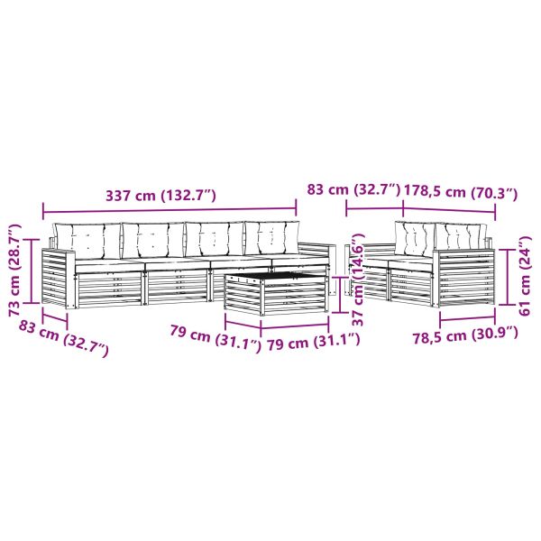 Комплект дивани за открито 7 pcs Натурален и Антрацит