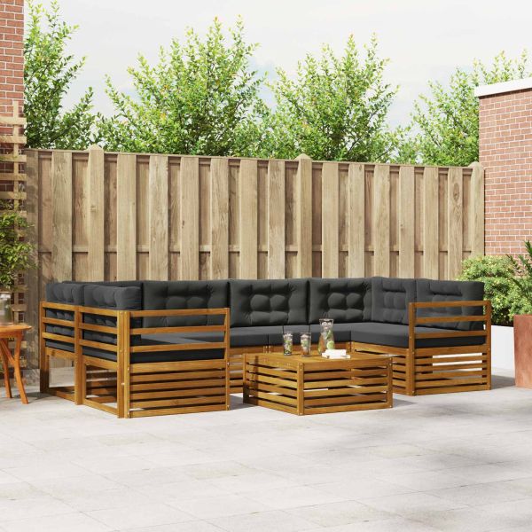 Комплект дивани за открито 7 pcs Натурален и Антрацит