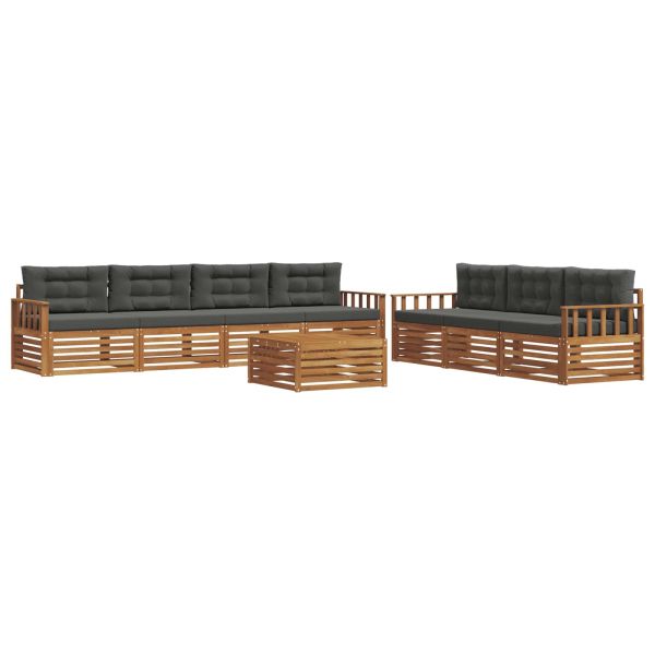 Комплект дивани за открито 8 pcs Натурален и Антрацит