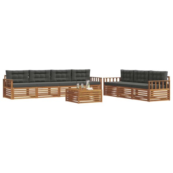Комплект дивани за открито 8 pcs Натурален и Антрацит
