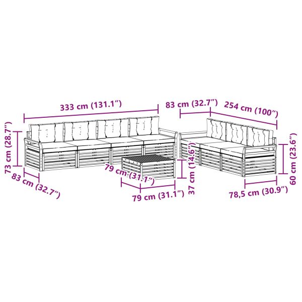 Комплект дивани за открито 8 pcs Натурален и Антрацит