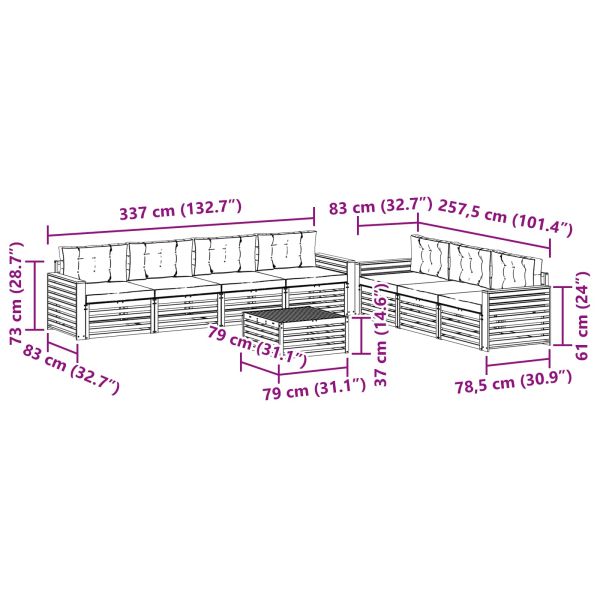 Комплект дивани за открито 8 pcs Натурален и Антрацит