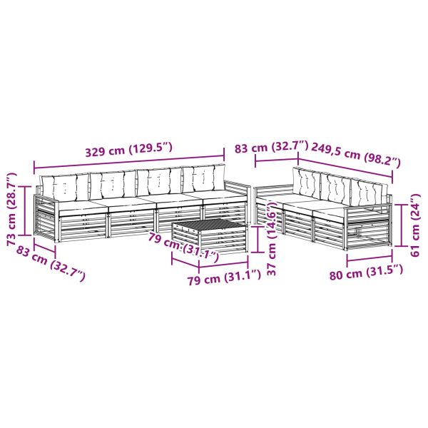 Комплект дивани за открито 8 pcs Натурален и Антрацит