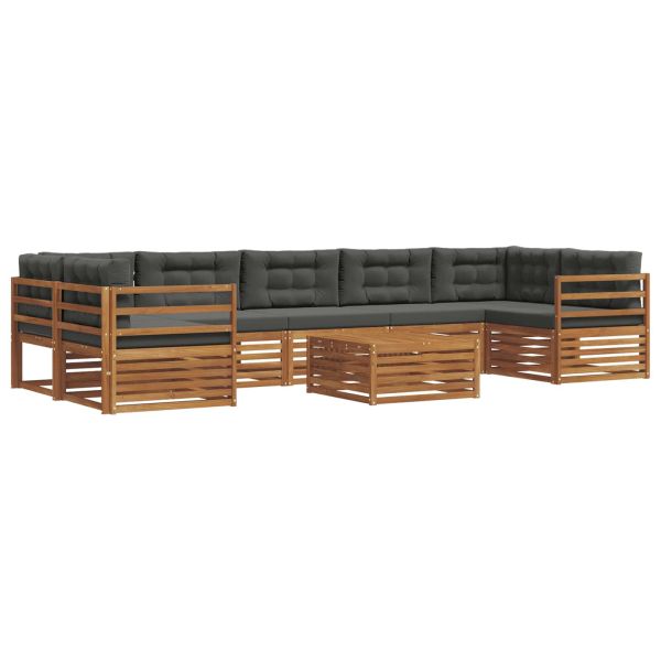 Комплект дивани за открито 8 pcs Натурален и Антрацит