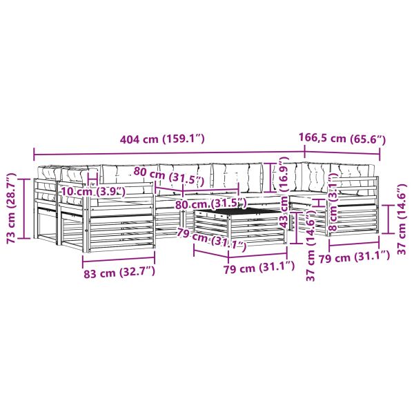 Комплект дивани за открито 8 pcs Натурален и Антрацит