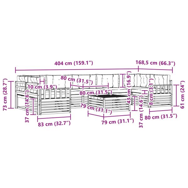 Комплект дивани за открито 8 pcs Натурален и Антрацит