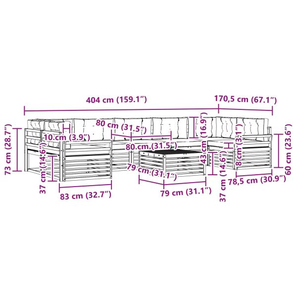 Комплект дивани за открито 8 pcs Натурален и Антрацит