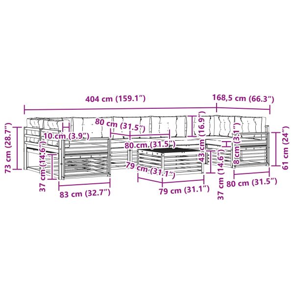 Комплект дивани за открито 8 pcs Натурален и Антрацит