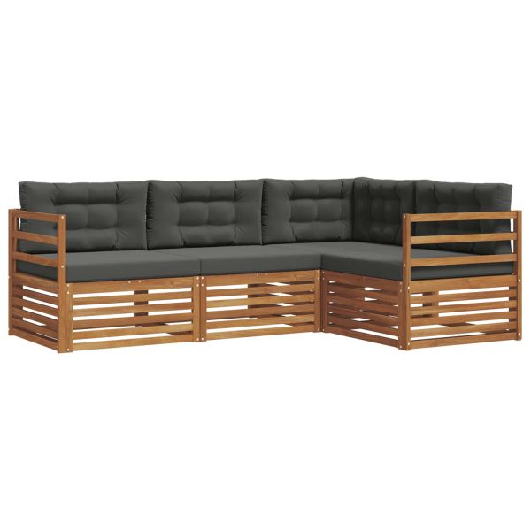Комплект дивани за открито 4 pcs Натурален и Антрацит