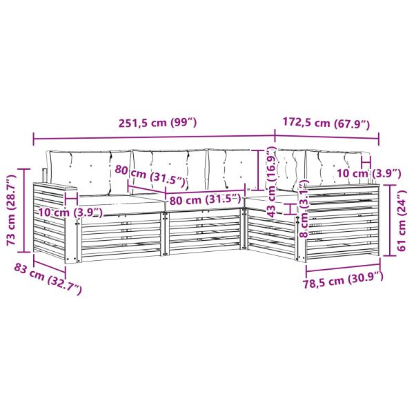Комплект дивани за открито 4 pcs Натурален и Антрацит