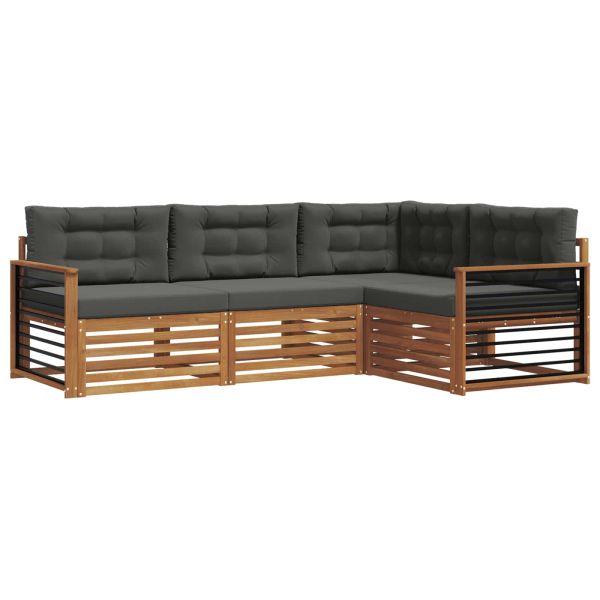 Комплект дивани за открито 4 pcs Натурален и Антрацит