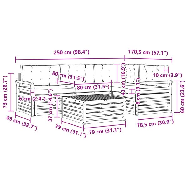 Комплект дивани за открито 5 pcs Натурален и Антрацит