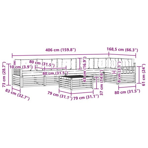 Комплект дивани за открито 7 pcs Натурален и Антрацит