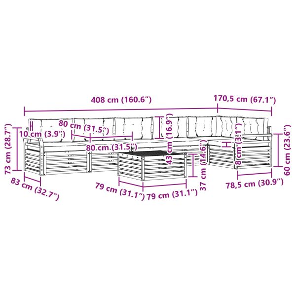 Комплект дивани за открито 7 pcs Натурален и Антрацит