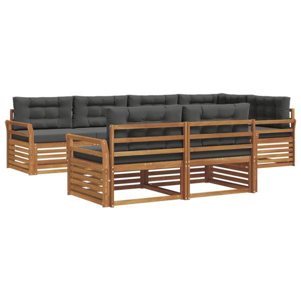 Комплект дивани за открито 7 pcs Натурален и Антрацит
