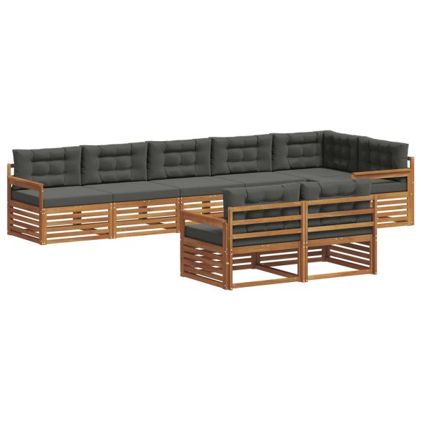 Комплект дивани за открито 8 pcs Натурален и Антрацит