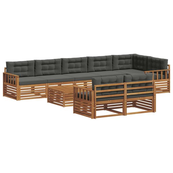 Комплект дивани за открито 9 pcs Натурален и Антрацит