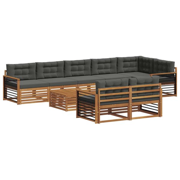 Комплект дивани за открито 9 pcs Натурален и Антрацит