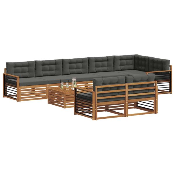 Комплект дивани за открито 9 pcs Натурален и Антрацит