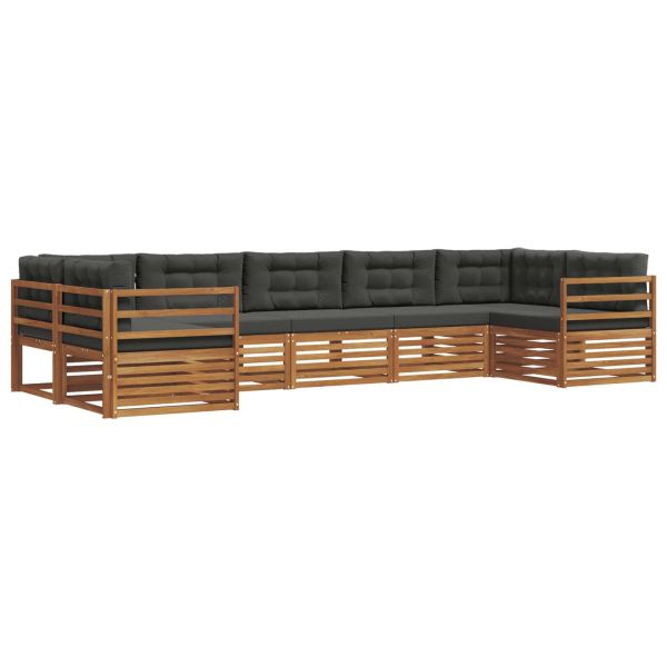 Комплект дивани за открито 7 pcs Натурален и Антрацит