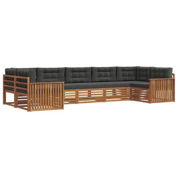 Комплект дивани за открито 7 pcs Натурален и Антрацит