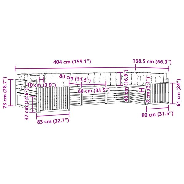 Комплект дивани за открито 7 pcs Натурален и Антрацит