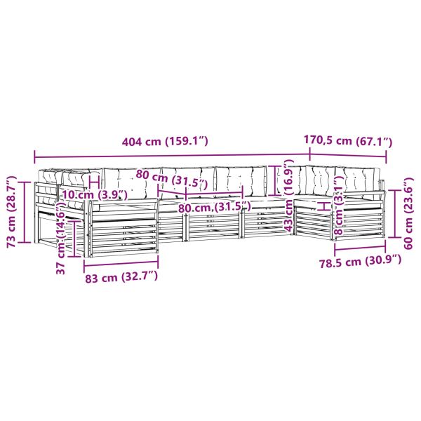Комплект дивани за открито 7 pcs Натурален и Антрацит
