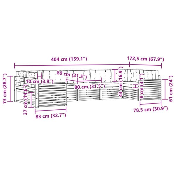 Комплект дивани за открито 7 pcs Натурален и Антрацит