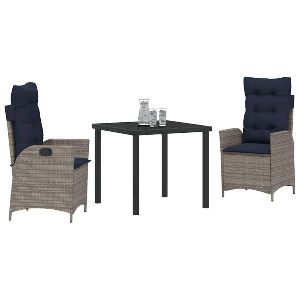 Комплект за хранене в градината 3 pcs Сив и черен Ратан