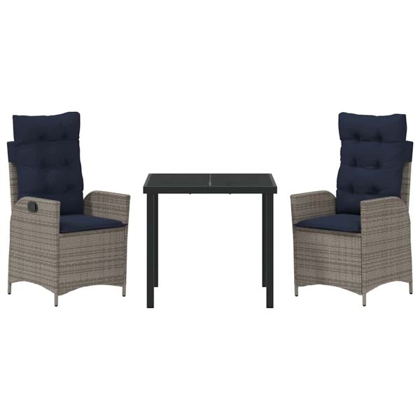 Комплект за хранене в градината 3 pcs Сив и черен Ратан