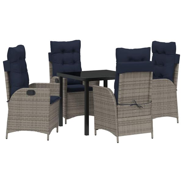 Комплект за хранене в градината 5 pcs Сив и черен Ратан