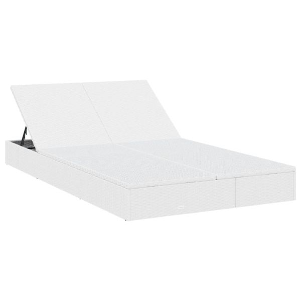 2-местен шезлонг с възглавници, Бял, полиратан