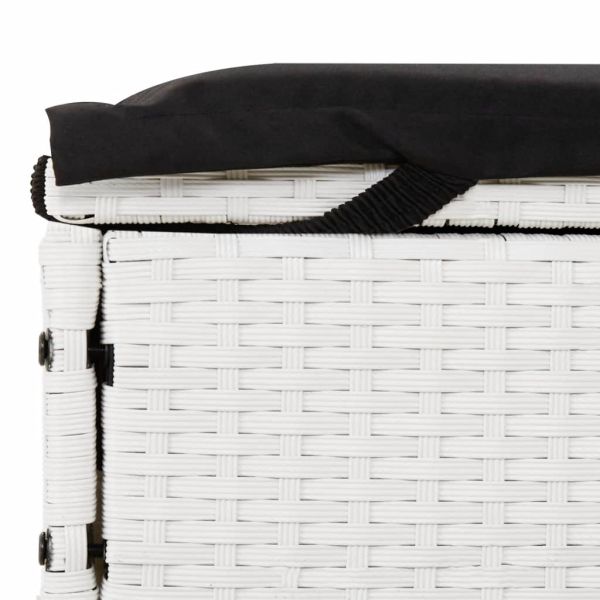 2-местен шезлонг с възглавници, Бял, полиратан