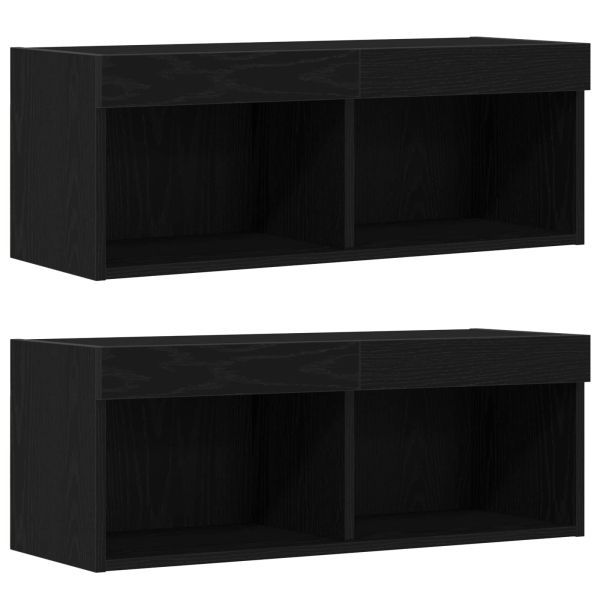 Комплект ТВ шкаф 8 pcs Черен дъб Инженерно дърво