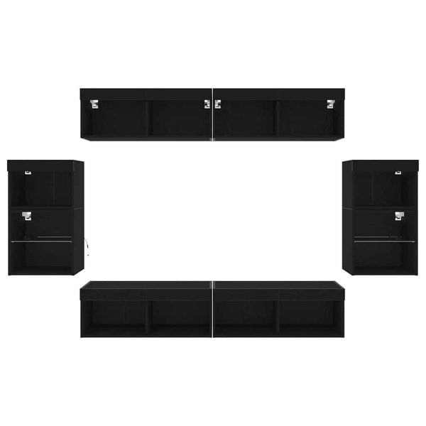 Комплект ТВ шкаф 8 pcs Черен дъб Инженерно дърво